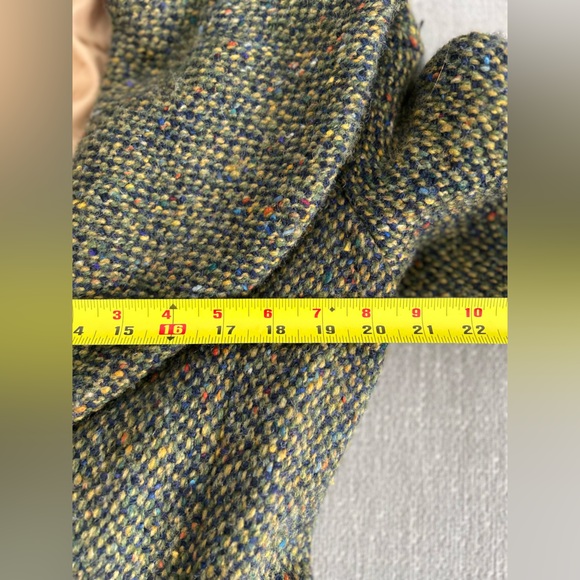 Sold‼️Searle Vintage Irish Wool Herringbone Shawl Collar Green Long Coat 12 - Picture 12 of 17
